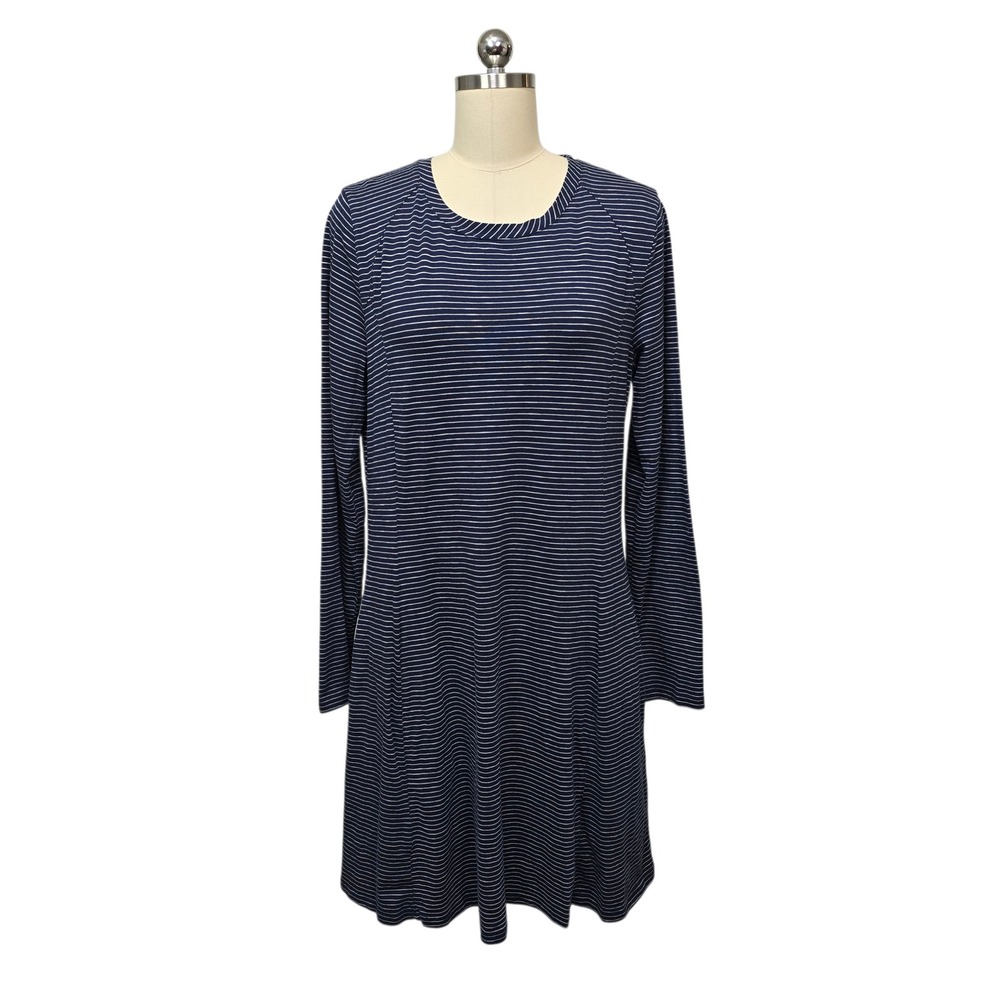 TOAD&CO Womens X-Large Striped Long‎ Sleeve Tunic Dress Navy White ECO